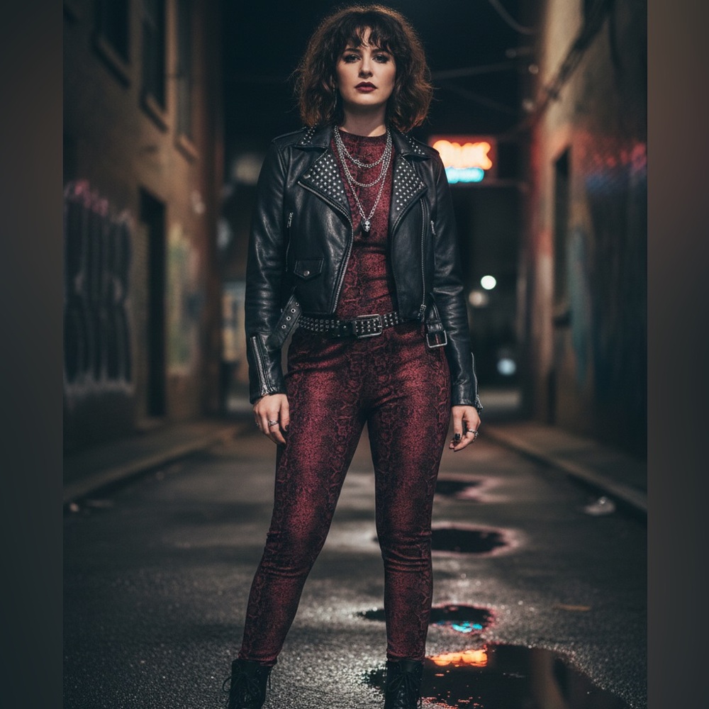 George Burgundy Snakeskin Pants